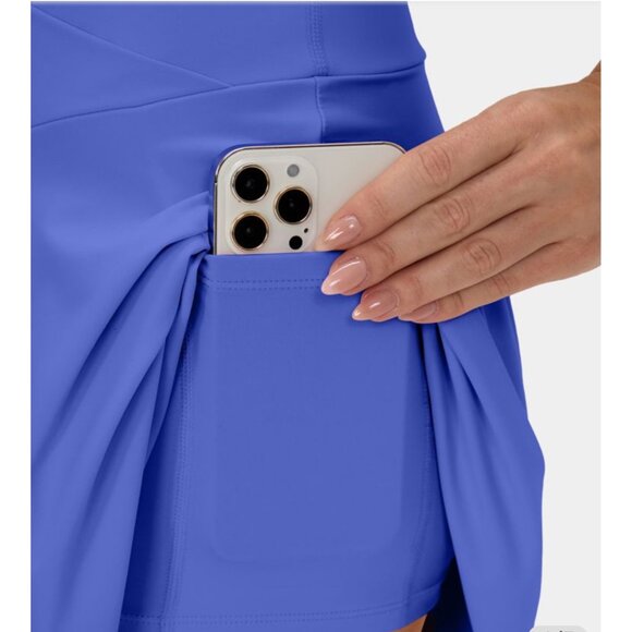 Halara Cloudful Air Flare Tennis Skirt Sz XS Aster Blue Crossover 2-in-1 Side Po - Picture 7 of 11